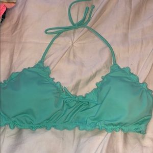 Teal halter bikini top